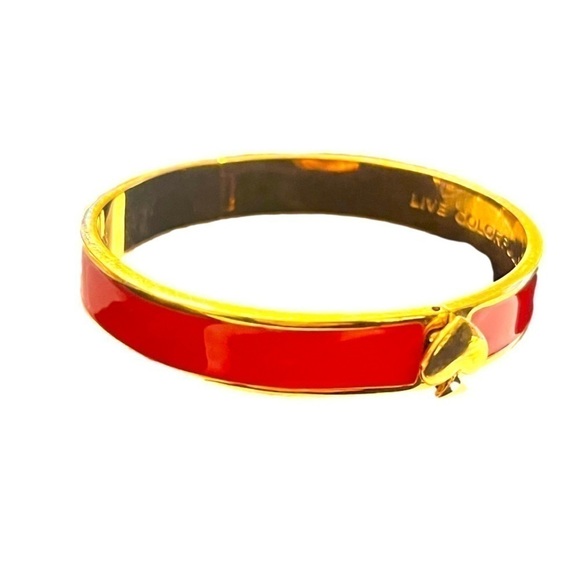 kate spade Jewelry - KATE Spade LIVE COLORFULLY Red Enameled Gold Hinged Bangle Bracelet